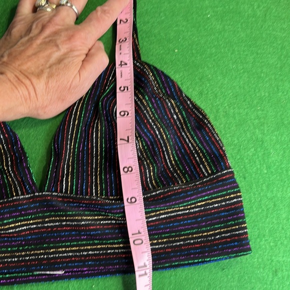 A3 DESIGN TWO PEICE METALLIC NYLON STRIPPED SKIRT AND CROP TOP SET SZ M - Picture 13 of 15